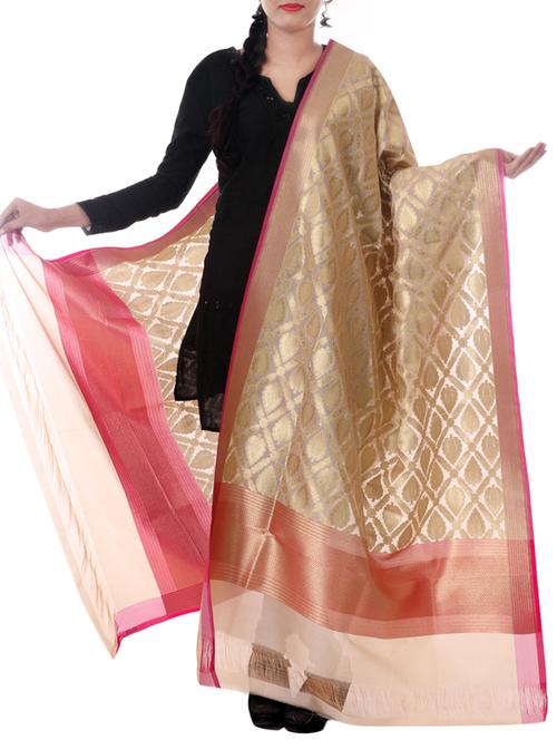 banarasi handloom solid zari palla border dupatta from zain textiles - 9973134 - Very Small Image - 1