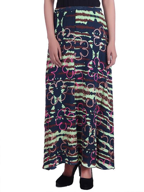 multicoloured printed long skirt - 9973740 - Very Small Image - 1