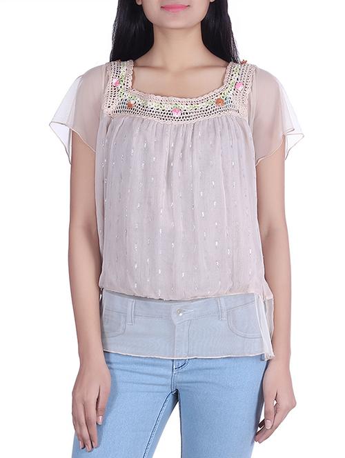 cream chiffon top - 9973783 - Very Small Image - 1