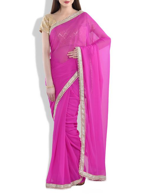 dark magenta georgette saree - 9977610 - Very Small Image - 1