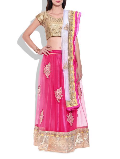 magenta, white net lehenga - 9977693 - Very Small Image - 1