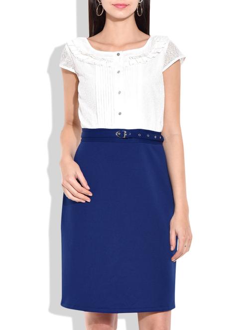 royal blue and white short sleeved dress - 9979054 - Very Small Image - 1