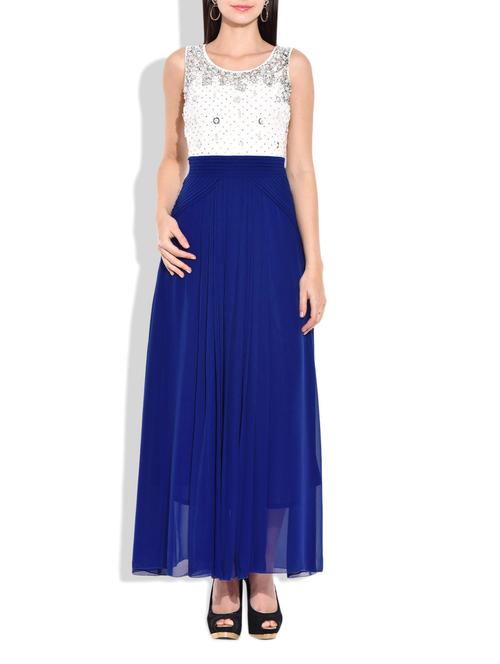 royal blue georgette embellished maxi dress - 9979065 - Very Small Image - 1