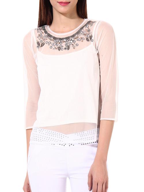 white polyester top - 9979575 - Very Small Image - 1