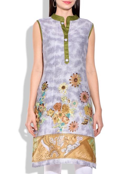 multi colored cotton straight kurta - 9983196 - Very Small Image - 1