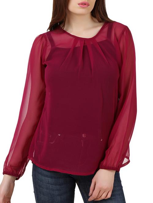 purple polygeorgette top - 9983335 - Very Small Image - 1