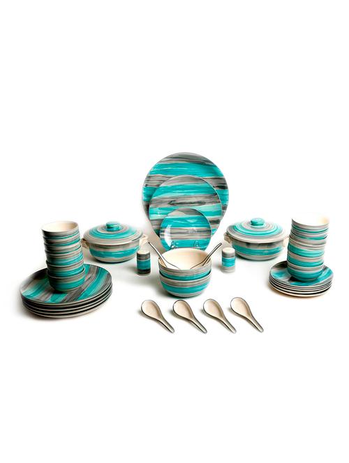 caffeine ceramic handmade multicolored stripe print with ceramic finish dinner set (set of 37) - 9983403 - Very Small Image - 1