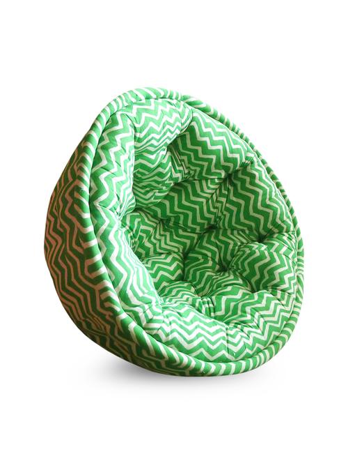 green and white chevron printed cotton lap pouff - 9989451 - Very Small Image - 1