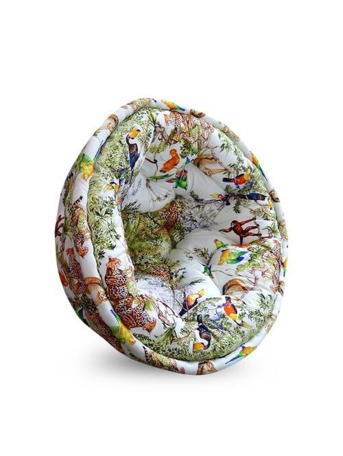 multicolored zoo inspired printed cotton lap pouff - 9989453 - Very Small Image - 1
