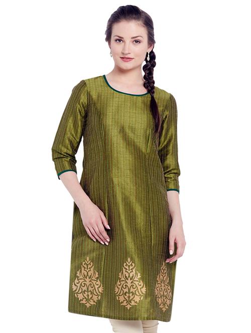 cotton green colored kurta - 9998913 - Very Small Image - 1