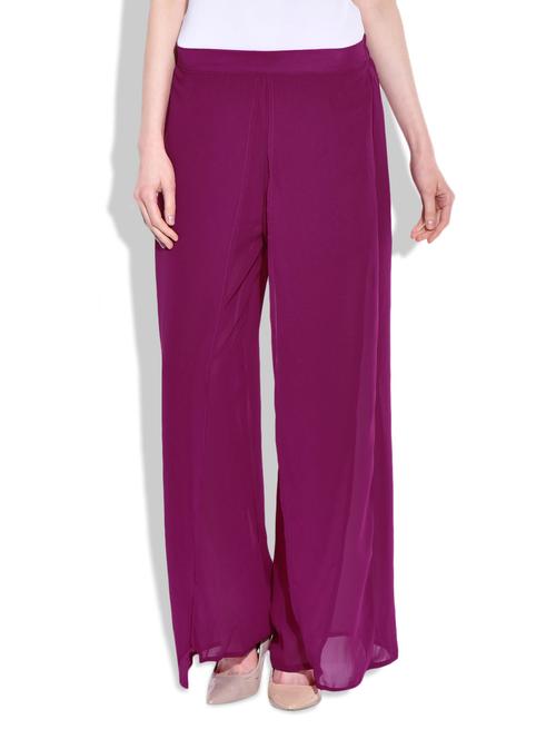 purple polygeorgette palazzos - 10003049 - Very Small Image - 1