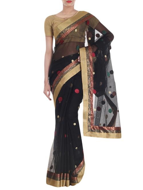 banarasi net saree with resham work from zain textiles - 10003196 - Very Small Image - 1