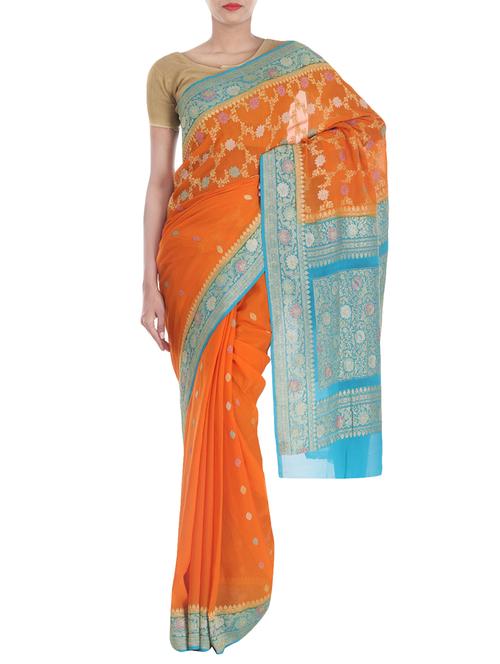 pure chiffon silk handloom saree from zain textiles - 10003231 - Very Small Image - 1
