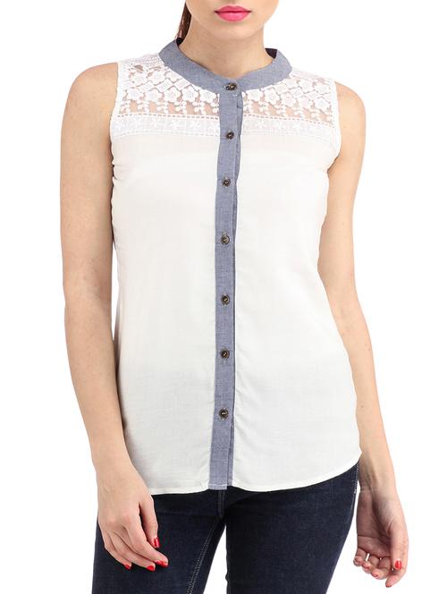 white cotton regular top - 10004872 - Very Small Image - 1