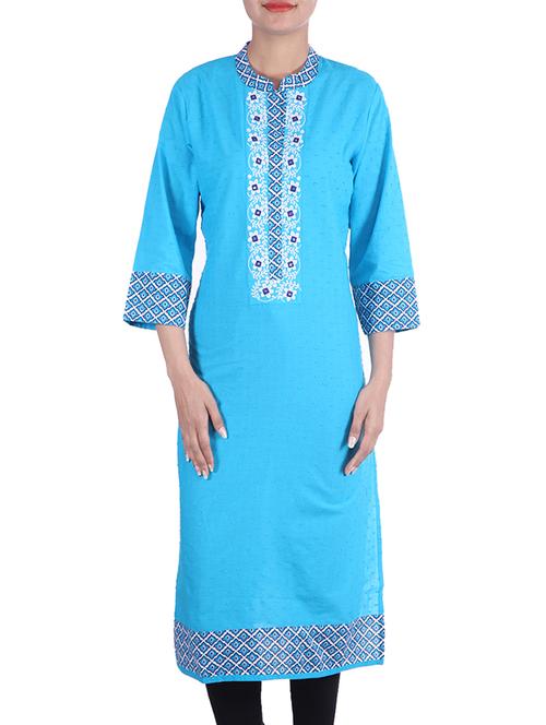 blue cotton kurta - 10005478 - Very Small Image - 1