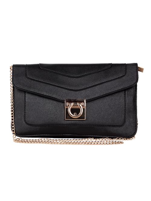 black colored, leatherette clutch - 10007759 - Very Small Image - 1