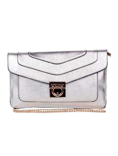silver colored, leatherette clutch - 10007761 - Very Small Image - 1