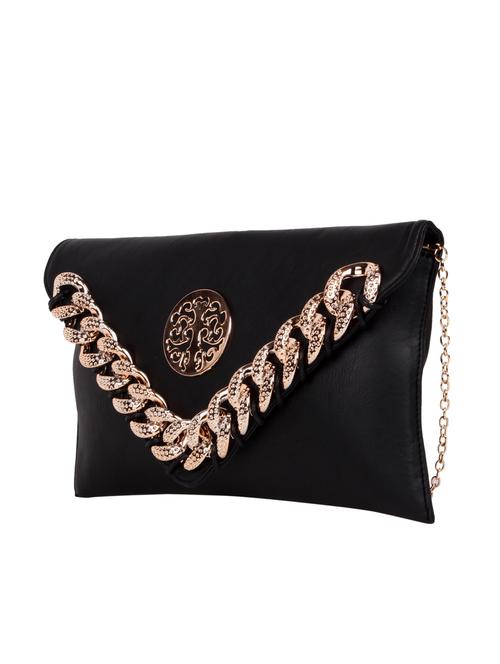 black colored, leatherette clutch - 10007766 - Very Small Image - 1