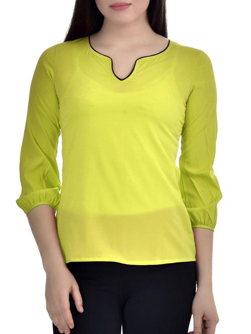 yellow poly crepe top. - 10010170 - Very Small Image - 1