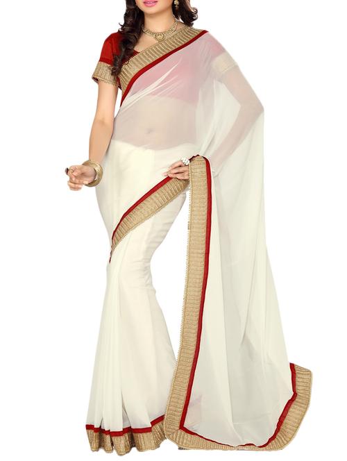 white chiffon saree - 10011691 - Very Small Image - 1