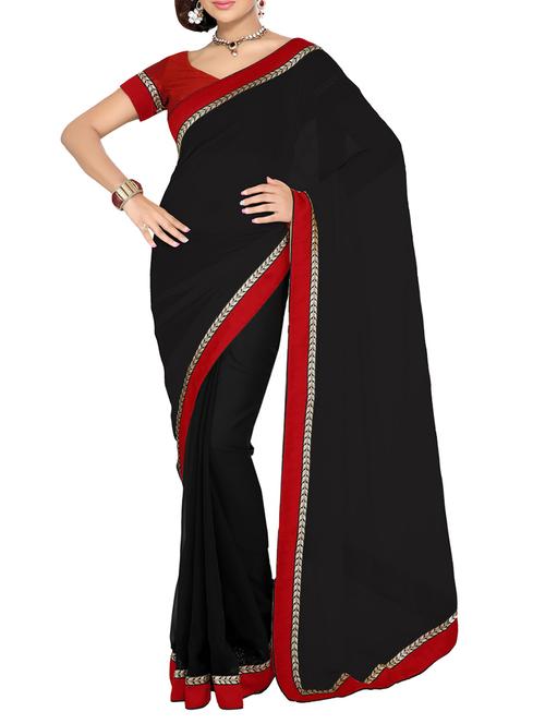 black faux georgette saree - 10011712 - Very Small Image - 1