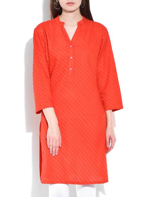 fuchsia cotton regular kurta - 10011818 - Very Small Image - 1