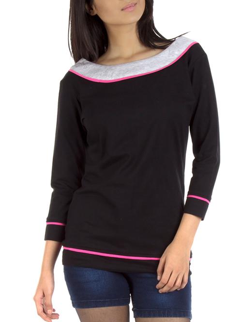 black cotton regular top - 10016680 - Very Small Image - 1