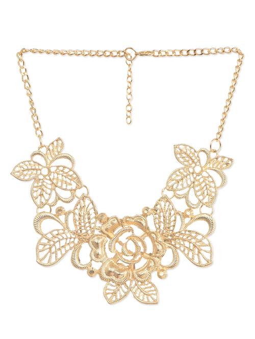 golden flower cut work neckpiece - 1001801 - Very Small Image - 1
