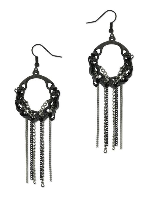 black, silver metal alloy earring - 10018797 - Very Small Image - 1