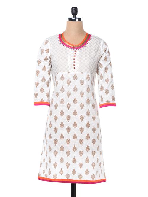 white gold straight kurta - 1002136 - Very Small Image - 1