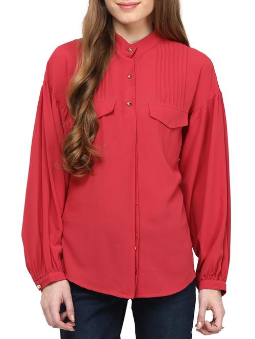 red poly georgette shirt - 10023163 - Very Small Image - 1