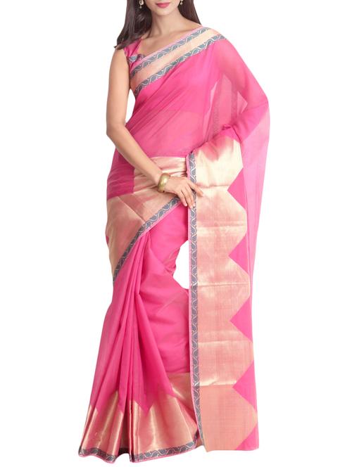 kasturi-b pink banarasi silk cotton sari - 10023308 - Very Small Image - 1
