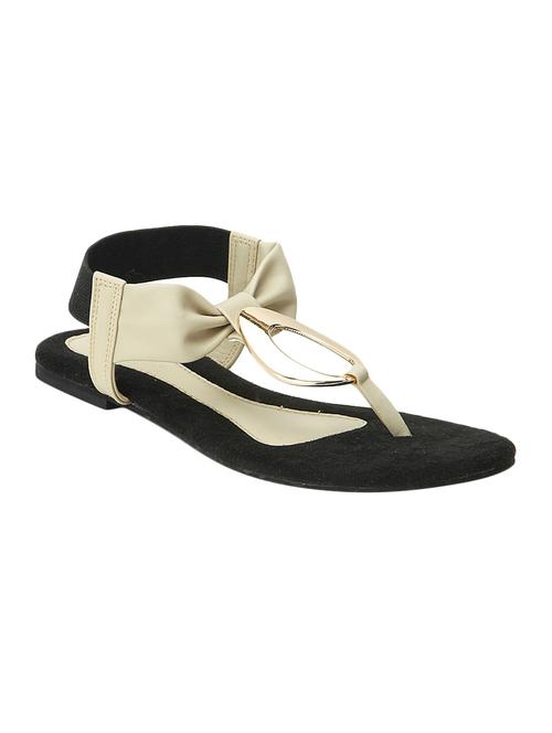 beige leatherette flat sandal - 10031621 - Very Small Image - 1