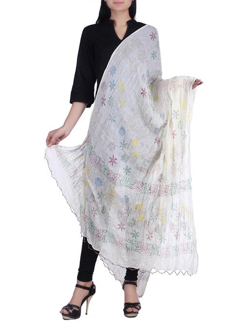 off white cotton dupatta - 10036854 - Very Small Image - 1