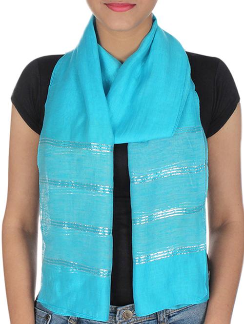 turquoise silk blend scarf - 10038198 - Very Small Image - 1