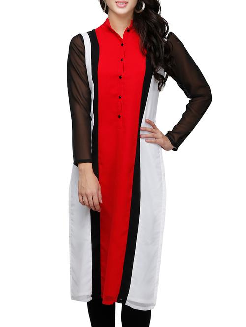 multicolor poly georgette straight kurta - 10039873 - Very Small Image - 1