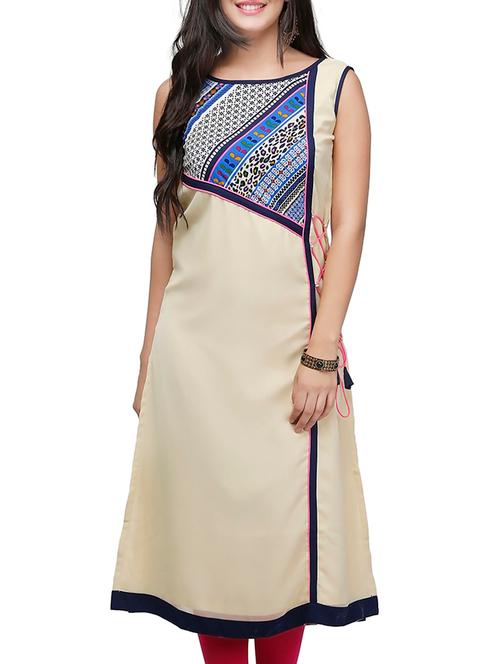 beige georgette aline kurta - 10039965 - Very Small Image - 1