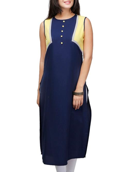 blue none straight kurta - 10039971 - Very Small Image - 1