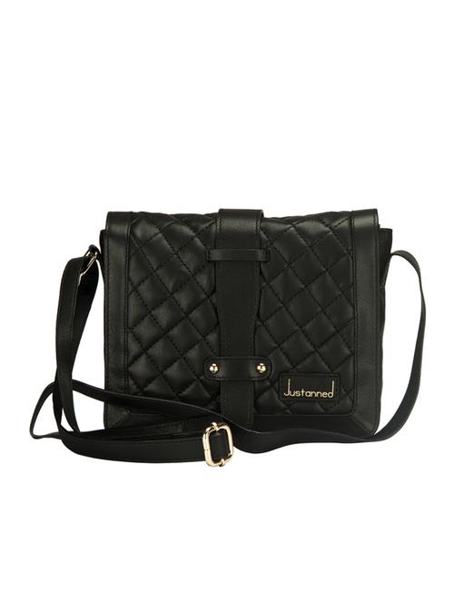 justanned black leather quilted sling bag - 10042888 - Very Small Image - 1