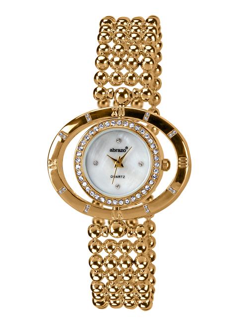 abrazo gold stone studded watch with beaded strap - 10044594 - Very Small Image - 1