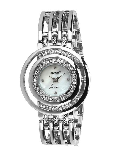 abrazo silver stone studded metallic watch - 10044596 - Very Small Image - 1