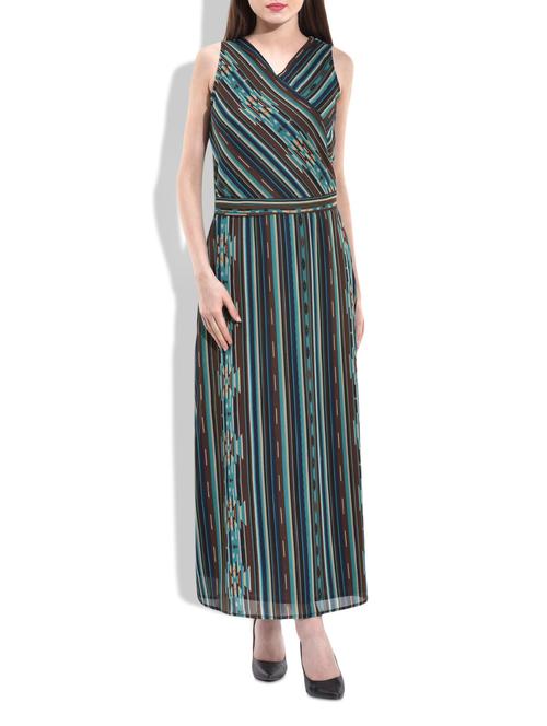surplice neck elasticated waist maxi dress - 10046801 - Very Small Image - 1