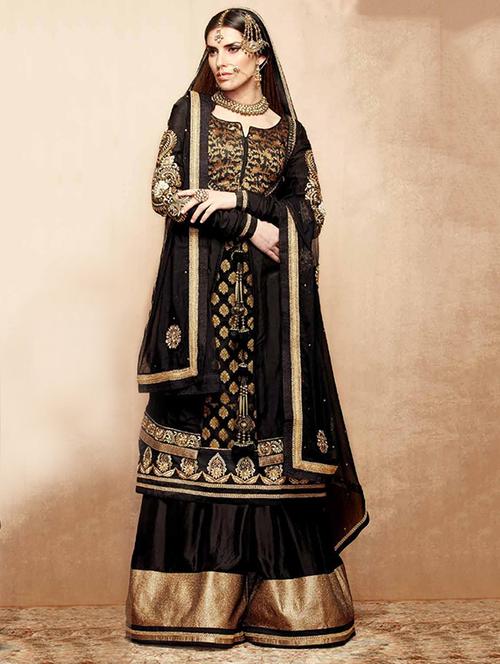 black silk unstitched suit - 10058740 - Very Small Image - 1