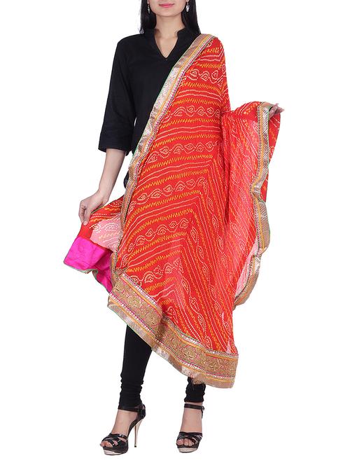 orange georgette dupatta - 10061029 - Very Small Image - 1