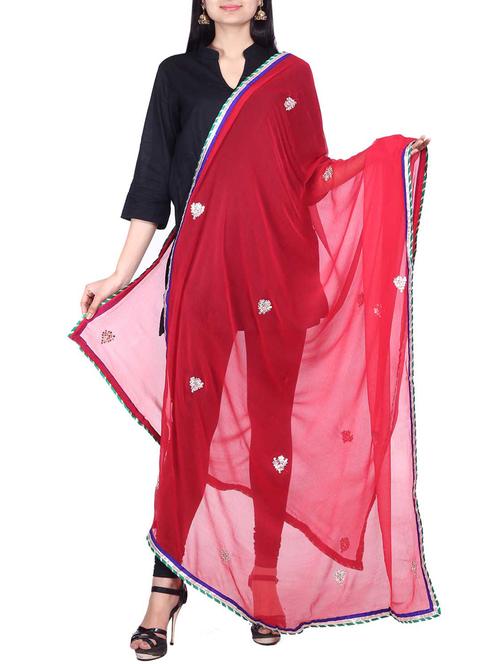 Pure chiffon gota border dupatta with gota patti work - 10061436 - Very Small Image - 1