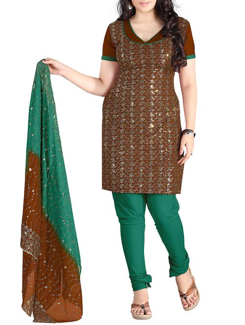 brown crepe unstitched suit - 10061821 - Very Small Image - 1
