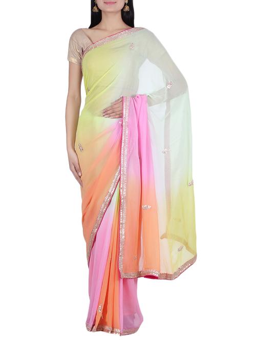 multi color georgette saree - 10065523 - Very Small Image - 1