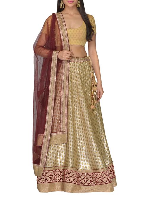 gold sequined lehenga set - 10068286 - Very Small Image - 1