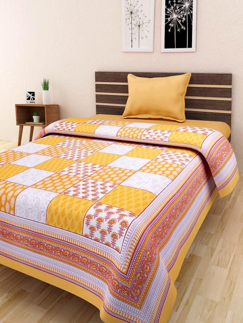 cotton jaipuri traditional single bed sheet - 10073370 - Very Small Image - 1