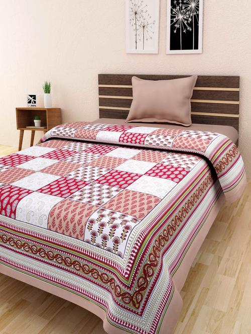 cotton jaipuri traditional single bed sheet - 10073371 - Very Small Image - 1